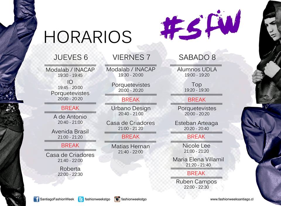Acreditaciones y Horarios Santiago Fashion Week 2014 1