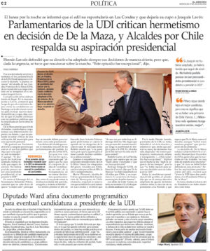 Parlamentarios de la UDI critican hermetismo en decisión de De la Maza, y Alcaldes por Chile respalda su aspiración presidencial